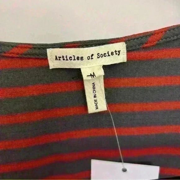 Articles Of Society Gray Red Sleeveless Striped Square Neck Tank Top Women's M - Picture 5 of 6